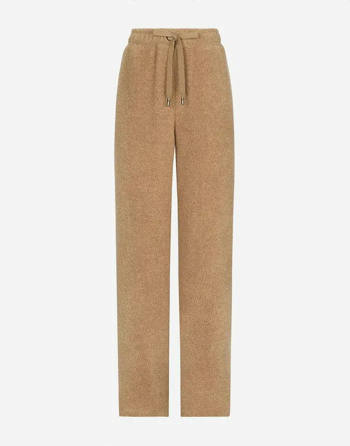 Dolce and Gabbana Trousers And Shorts Women Wool Jersey Jogging Pants Beige