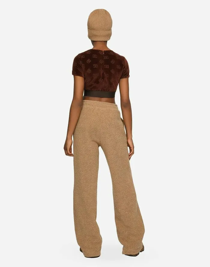 Dolce and Gabbana Trousers And Shorts Women Wool Jersey Jogging Pants Beige