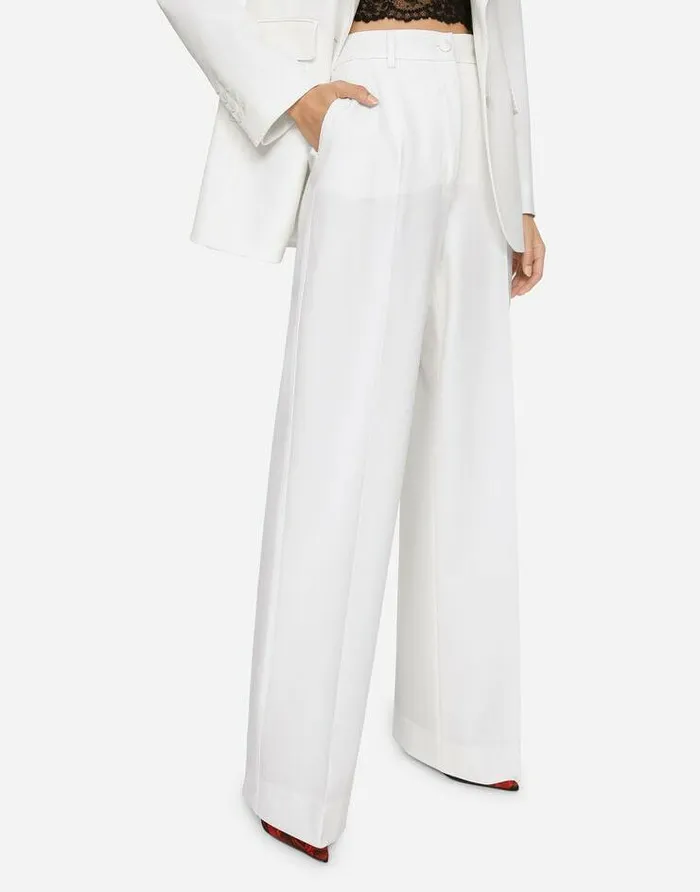 Dolce and Gabbana Trousers And Shorts Women Wool Pants White Dolce and Gabbana Trousers And Shorts Women Wool Pants White