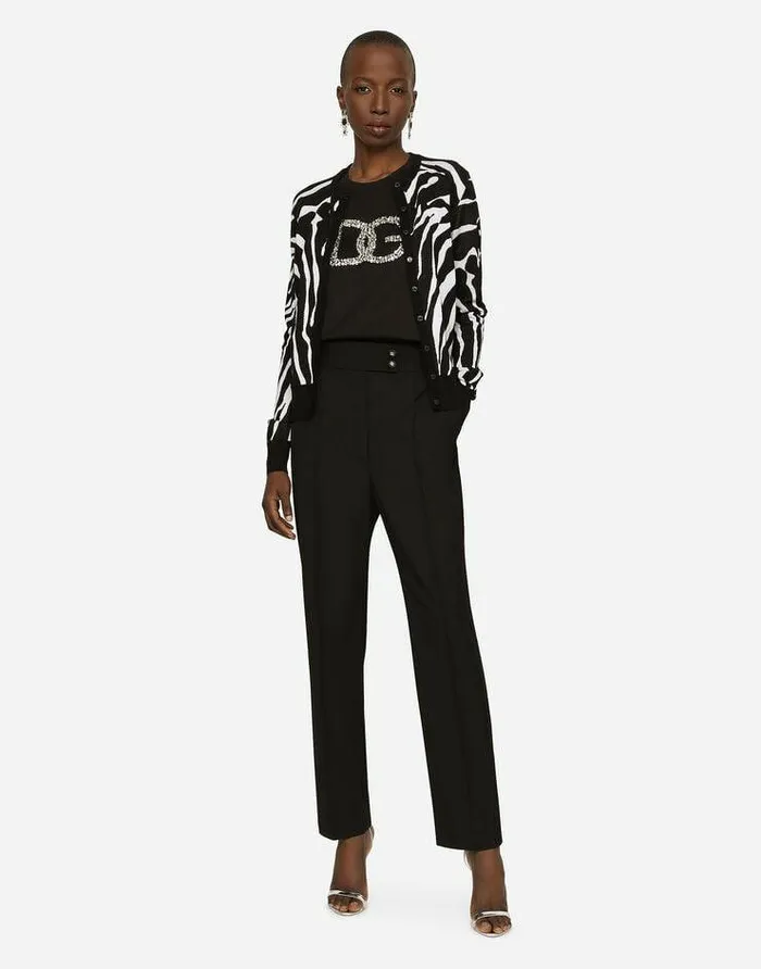 Dolce and Gabbana Trousers And Shorts Women Wool Poplin Pants Black Dolce and Gabbana Trousers And Shorts Women Wool Poplin Pants Black