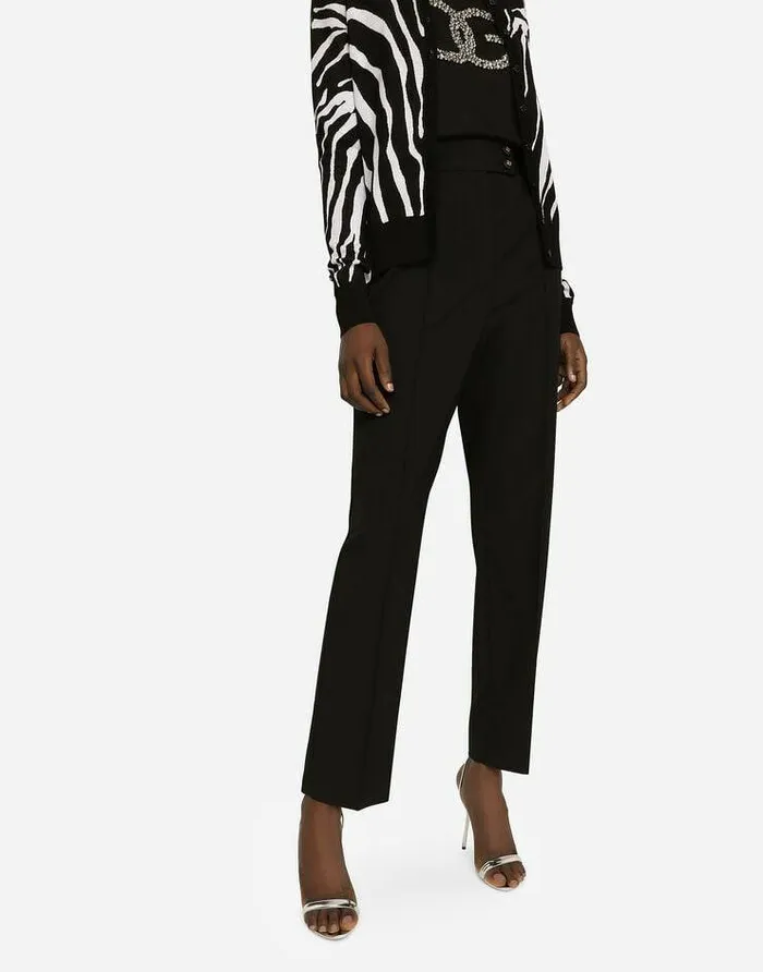 Dolce and Gabbana Trousers And Shorts Women Wool Poplin Pants Black Dolce and Gabbana Trousers And Shorts Women Wool Poplin Pants Black