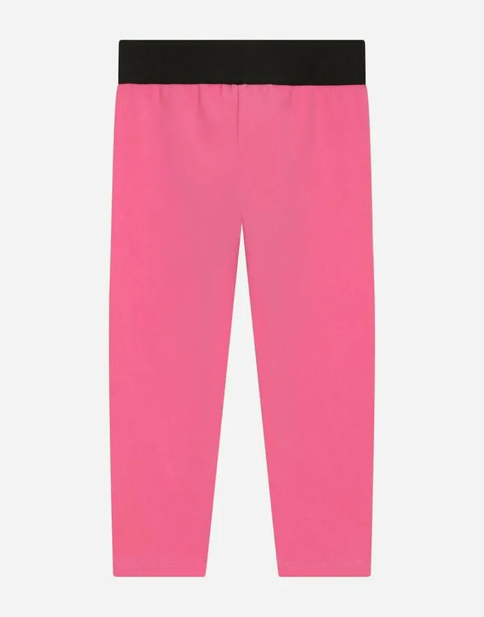 Dolce and Gabbana Trousers And Skirts Children Interlock Leggings With Branded Elastic Pink Dolce and Gabbana Trousers And Skirts Children Interlock Leggings With Branded Elastic Pink