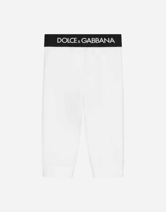Dolce and Gabbana Trousers And Skirts Children Jersey Jogging Pants With Branded Elastic White Dolce and Gabbana Trousers And Skirts Children Jersey Jogging Pants With Branded Elastic White