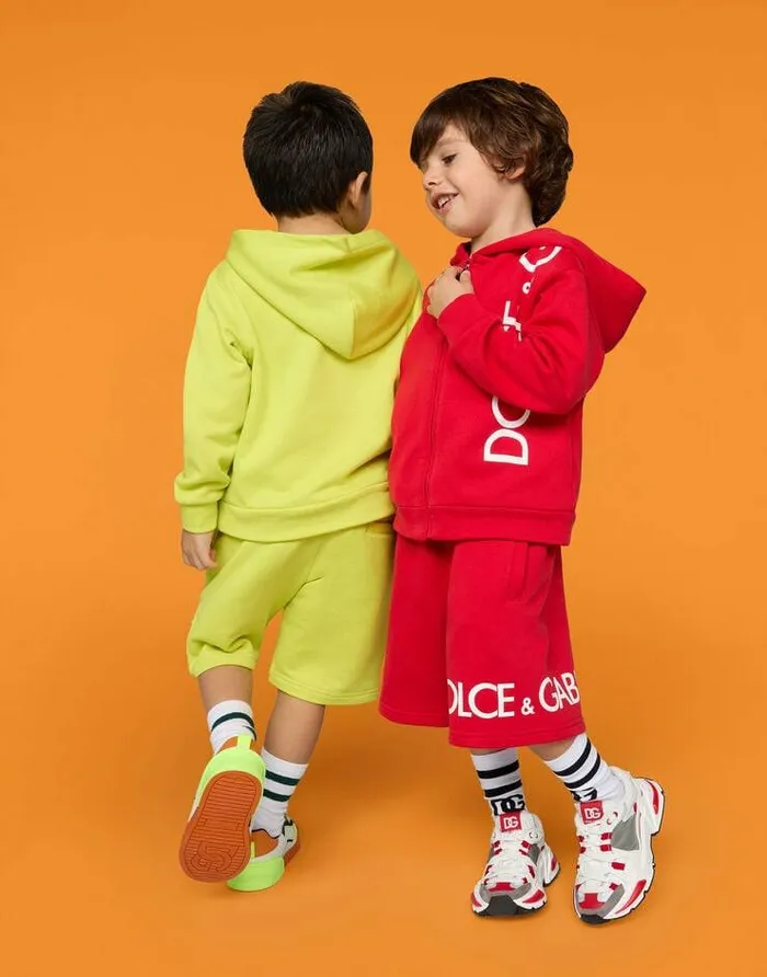 Dolce and Gabbana Trousers And Skirts Children Jersey Jogging Shorts With Logo Print Red Dolce and Gabbana Trousers And Skirts Children Jersey Jogging Shorts With Logo Print Red