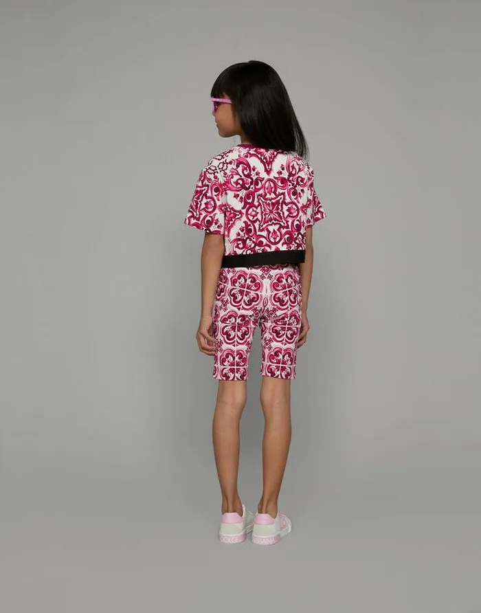 Dolce and Gabbana Trousers And Skirts Children Majolicaprint Interlock Cycling Shorts Multicolor Dolce and Gabbana Trousers And Skirts Children Majolicaprint Interlock Cycling Shorts Multicolor