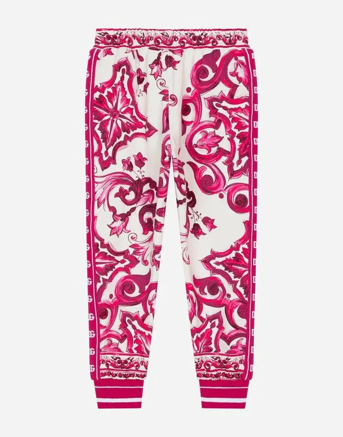 Dolce and Gabbana Trousers And Skirts Children Majolicaprint Jersey Jogging Pants Multicolor Dolce and Gabbana Trousers And Skirts Children Majolicaprint Jersey Jogging Pants Multicolor