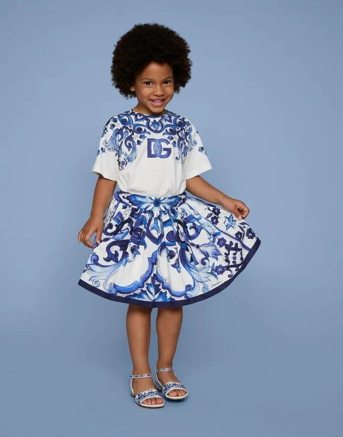Dolce and Gabbana Trousers And Skirts Children Majolicaprint Poplin Skirt Multicolor Dolce and Gabbana Trousers And Skirts Children Majolicaprint Poplin Skirt Multicolor
