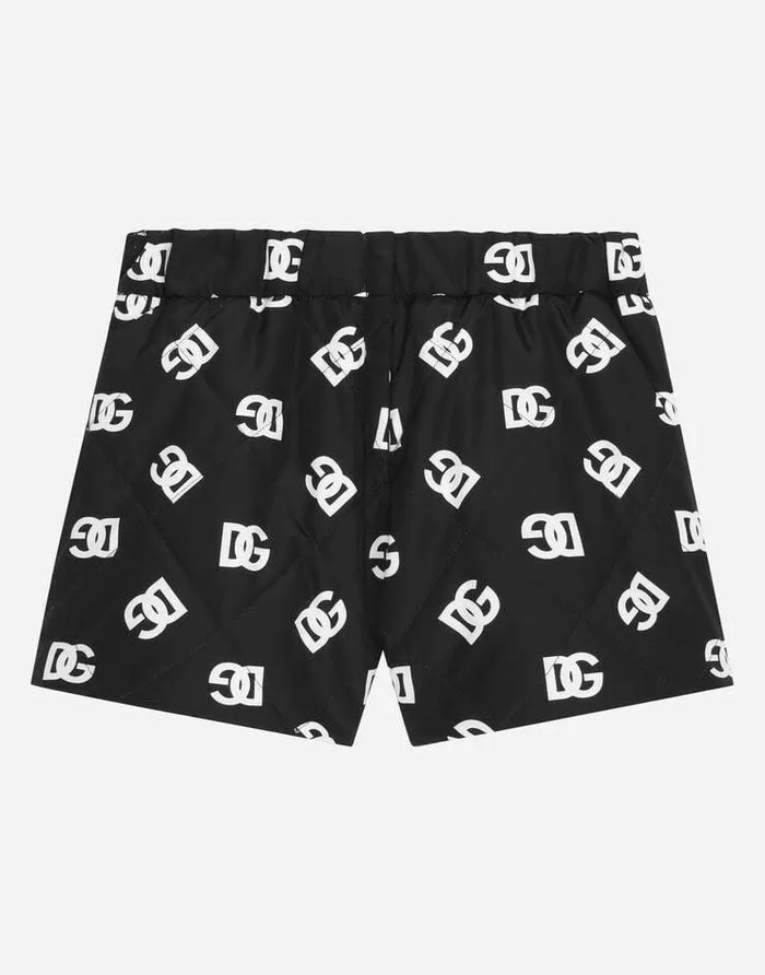 Dolce and Gabbana Trousers And Skirts Children Quilted Nylon Shorts With DG Logo Print Multicolor Dolce and Gabbana Trousers And Skirts Children Quilted Nylon Shorts With DG Logo Print Multicolor