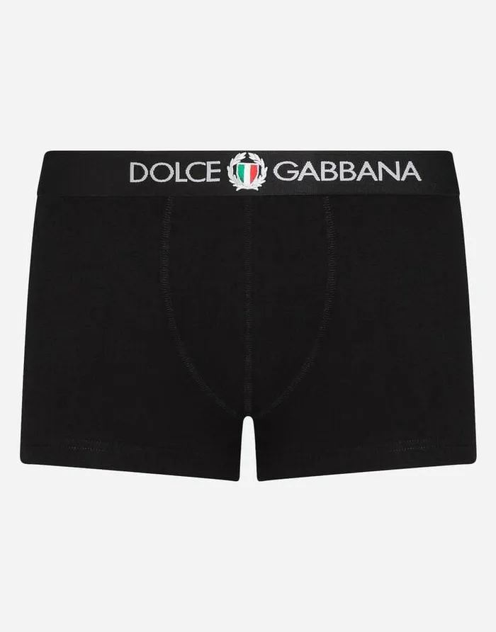 Dolce and Gabbana Underwear And Loungewear Men Boxers In Stretch Cotton Black