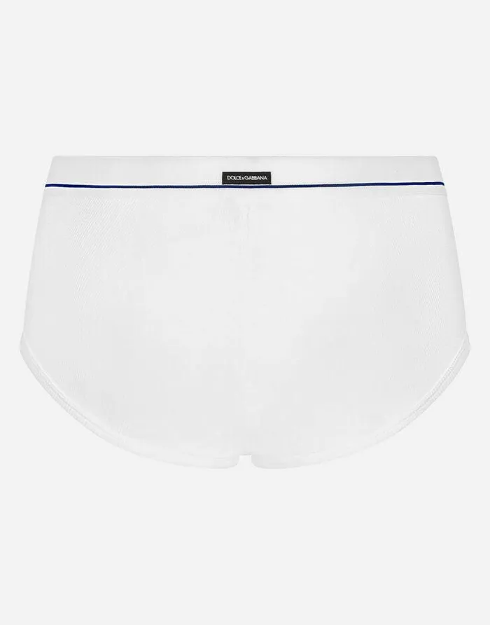 Dolce and Gabbana Underwear And Loungewear Men Finerib Cotton Brando Briefs With ReEdition Label White