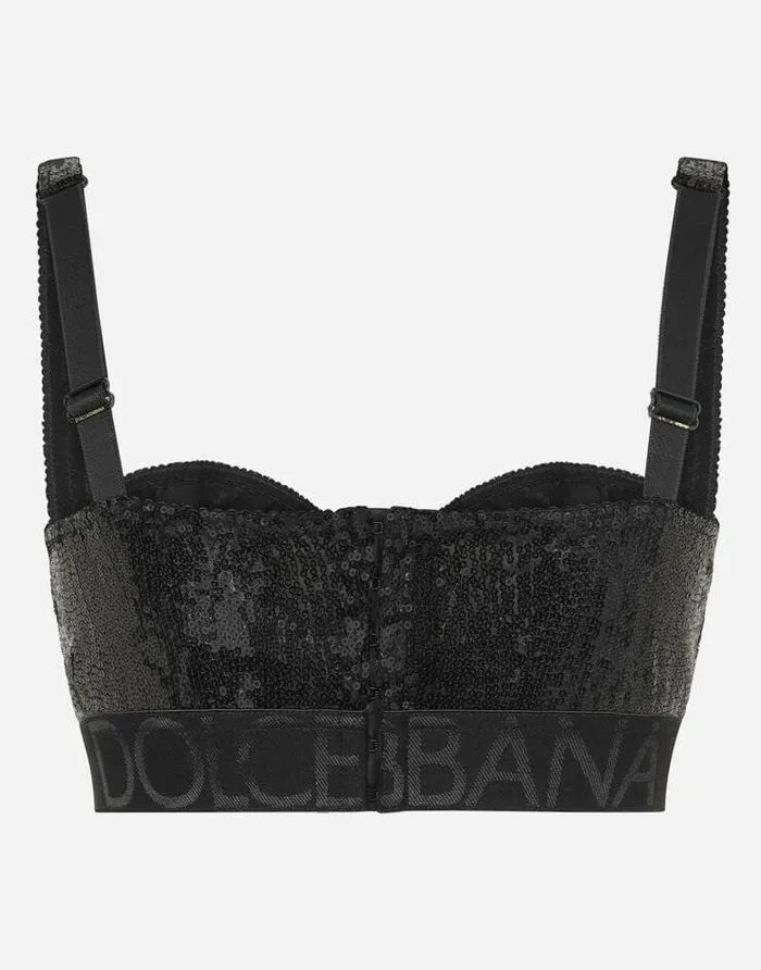 Dolce and Gabbana Underwear Women Balconette Bra With Branded Elastic Black Dolce and Gabbana Underwear Women Balconette Bra With Branded Elastic Black