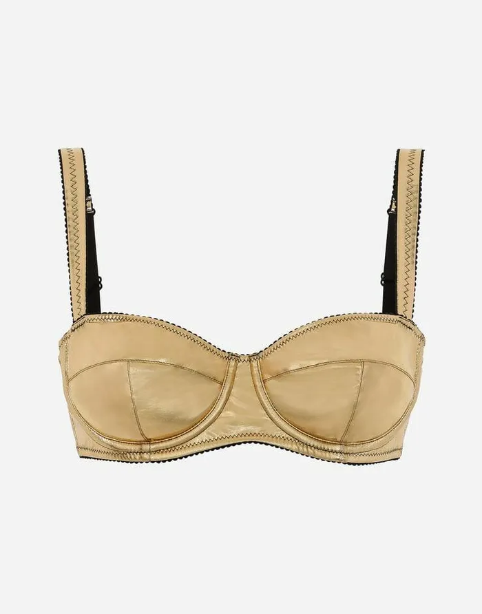 Dolce and Gabbana Underwear Women Foiled Jersey Balconette Bra Gold
