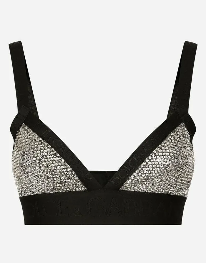 Dolce and Gabbana Underwear Women KIM DOLCEandGABBANA Triangle Bra With Fusible Rhinestones Multicolor