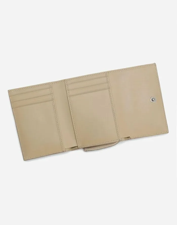 Dolce and Gabbana Wallets And Small Leather Goods Men Calfskin French Flap Wallet With Logo Beige