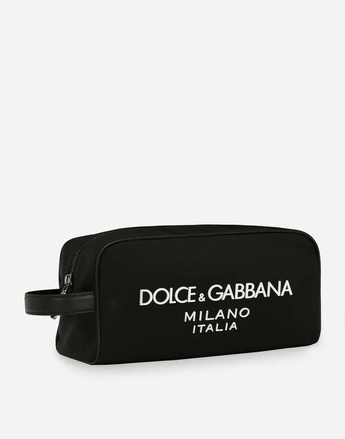 Dolce and Gabbana Wallets And Small Leather Goods Men Nylon Toiletry Bag With Rubberized Logo Black Dolce and Gabbana Wallets And Small Leather Goods Men Nylon Toiletry Bag With Rubberized Logo Black