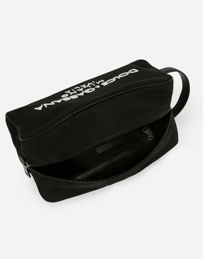 Dolce and Gabbana Wallets And Small Leather Goods Men Nylon Toiletry Bag With Rubberized Logo Black Dolce and Gabbana Wallets And Small Leather Goods Men Nylon Toiletry Bag With Rubberized Logo Black