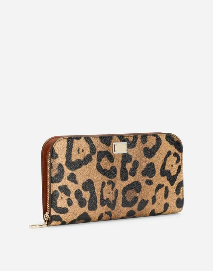 Dolce and Gabbana Wallets And Small Leather Goods Women Leopardprint Crespo Ziparound Wallet With Branded Plate Multicolor Dolce and Gabbana Wallets And Small Leather Goods Women Leopardprint Crespo Ziparound Wallet With Branded Plate Multicolor