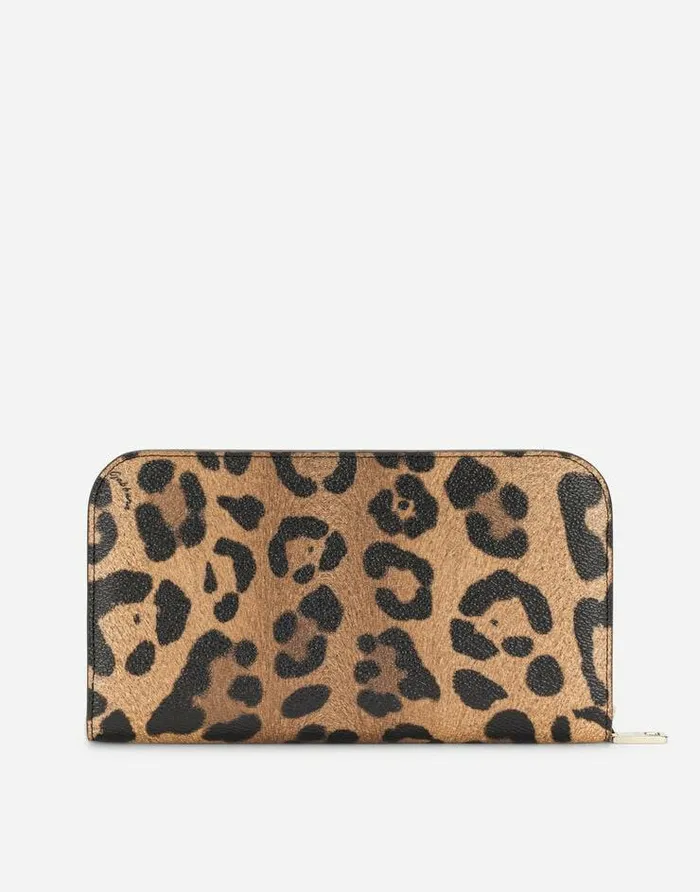 Dolce and Gabbana Wallets And Small Leather Goods Women Leopardprint Crespo Ziparound Wallet With Branded Plate Multicolor Dolce and Gabbana Wallets And Small Leather Goods Women Leopardprint Crespo Ziparound Wallet With Branded Plate Multicolor