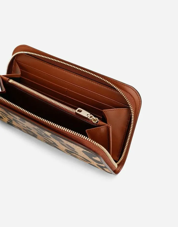 Dolce and Gabbana Wallets And Small Leather Goods Women Leopardprint Crespo Ziparound Wallet With Branded Plate Multicolor Dolce and Gabbana Wallets And Small Leather Goods Women Leopardprint Crespo Ziparound Wallet With Branded Plate Multicolor