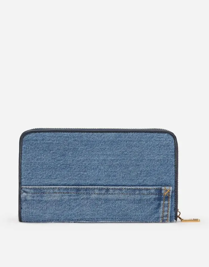 Dolce and Gabbana Wallets And Small Leather Goods Women Ziparound Devotion Wallet In Patchwork Denim Blue Dolce and Gabbana Wallets And Small Leather Goods Women Ziparound Devotion Wallet In Patchwork Denim Blue
