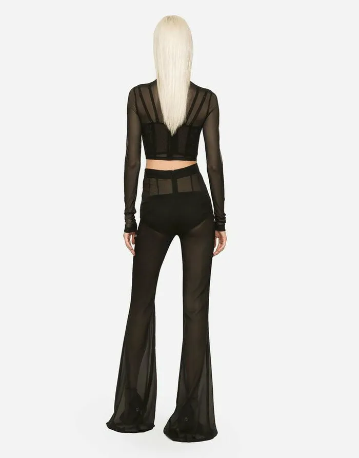 Dolce and Gabbana Wear It Like DGCelebs Women Highwaisted Flared Chiffon Pants Black Dolce and Gabbana Wear It Like DGCelebs Women Highwaisted Flared Chiffon Pants Black