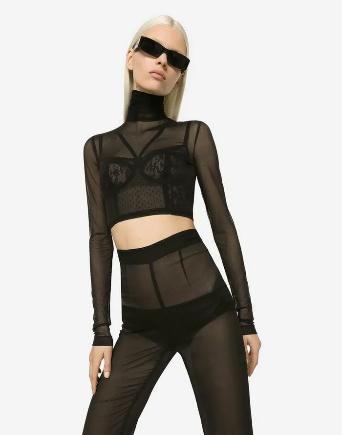 Dolce and Gabbana Wear It Like DGCelebs Women Highwaisted Flared Chiffon Pants Black Dolce and Gabbana Wear It Like DGCelebs Women Highwaisted Flared Chiffon Pants Black