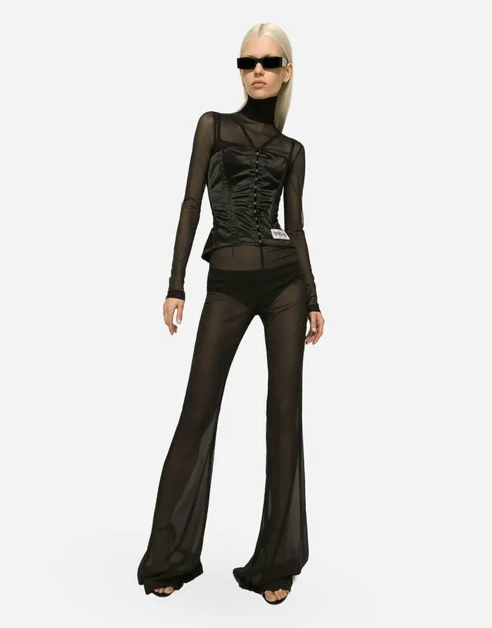 Dolce and Gabbana Wear It Like DGCelebs Women Highwaisted Flared Chiffon Pants Black Dolce and Gabbana Wear It Like DGCelebs Women Highwaisted Flared Chiffon Pants Black