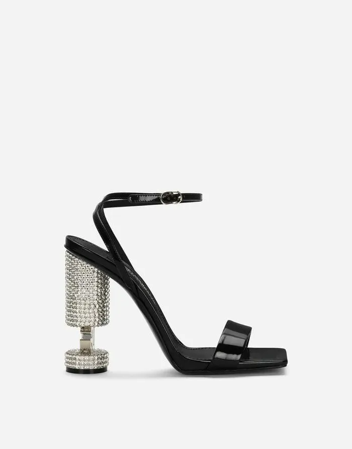 Dolce and Gabbana Wear It Like DGCelebs Women Polished Calfskin Sandals Black