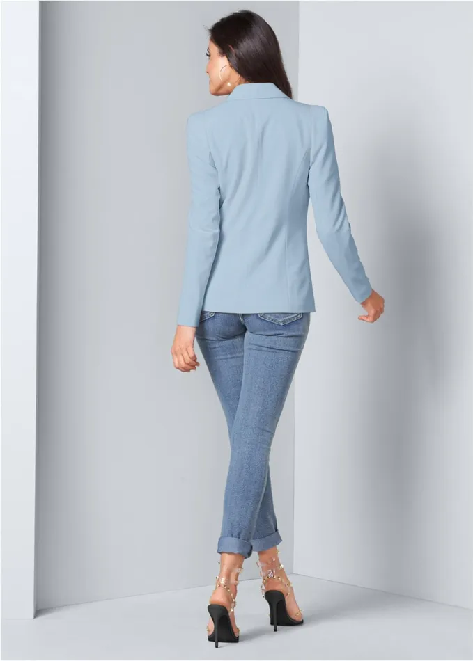 DOUBLE BREASTED BLAZER Light Blue Women VENUS Blazers