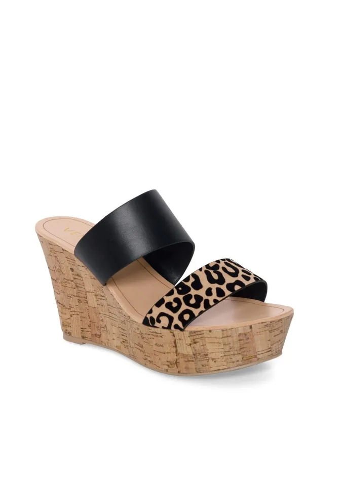 DOUBLE STRAP CORK WEDGES Black Multi Women VENUS Sandals and Wedges