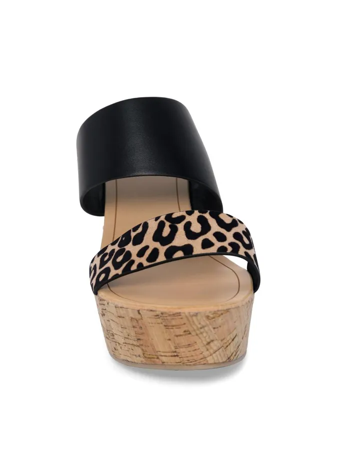 DOUBLE STRAP CORK WEDGES Black Multi Women VENUS Sandals and Wedges