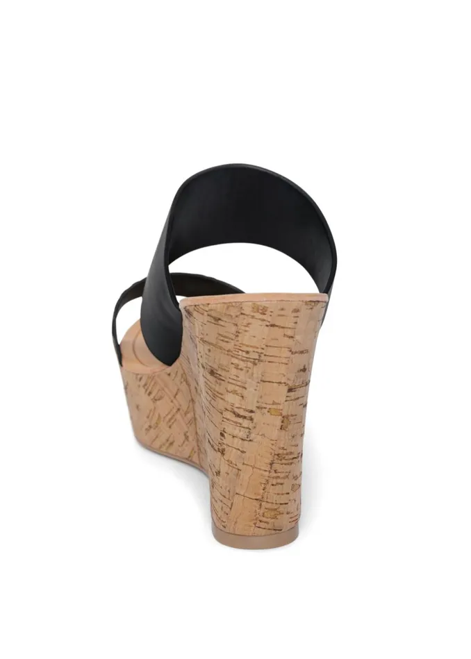DOUBLE STRAP CORK WEDGES Black Multi Women VENUS Sandals and Wedges