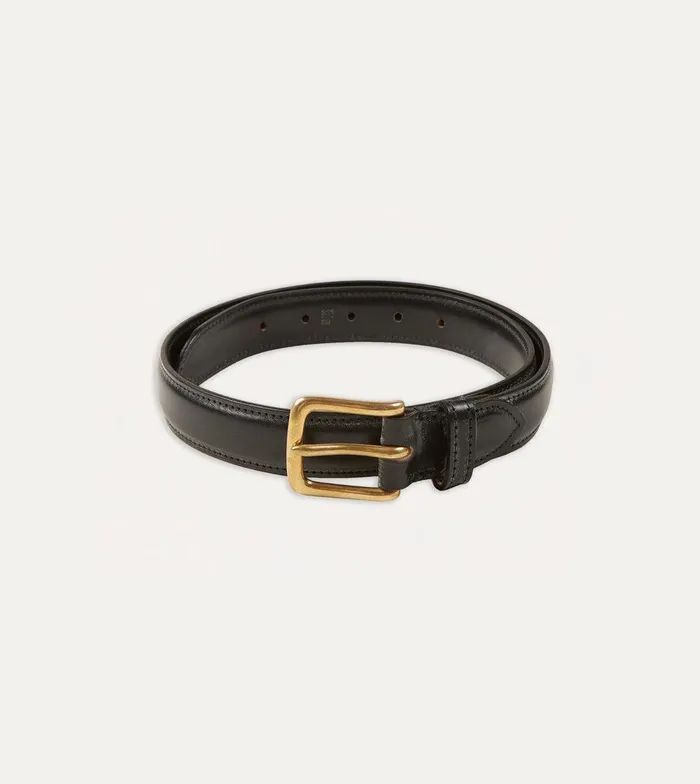 Drake039s Black Fully Lined Bridle Leather Belt With Brass Buckle 8211 Accessories