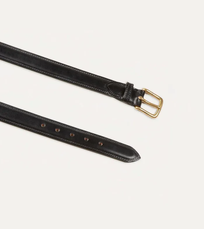 Drake039s Black Fully Lined Bridle Leather Belt With Brass Buckle 8211 Accessories