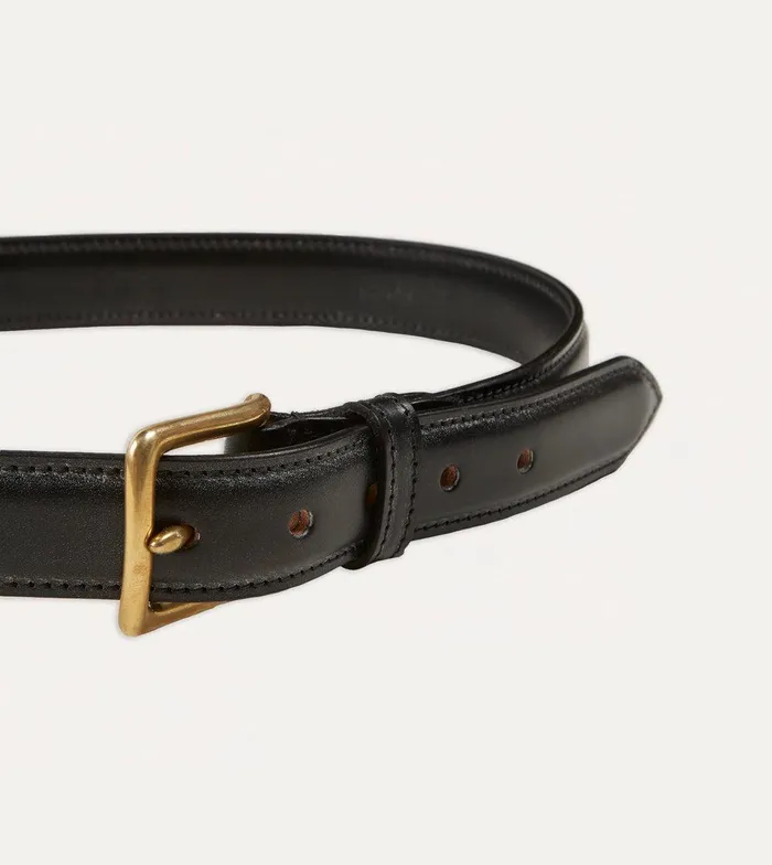 Drake039s Black Fully Lined Bridle Leather Belt With Brass Buckle 8211 Accessories