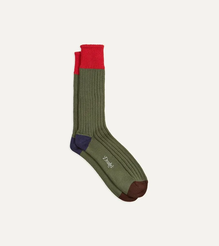 Drake039s Green And Red Cotton Sports Socks 8211 Accessories