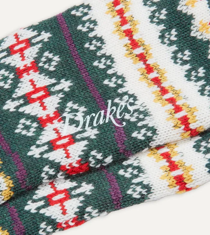 Drake039s Green Fair Isle Wool Cotton Socks 8211 Accessories