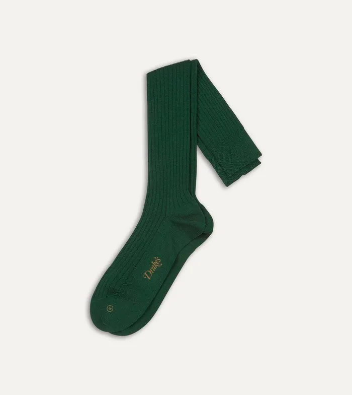 Drake039s Green Wool OvertheCalf Socks 8211 Accessories