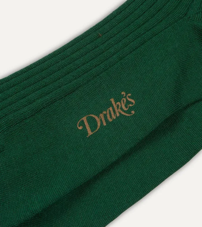 Drake039s Green Wool OvertheCalf Socks 8211 Accessories