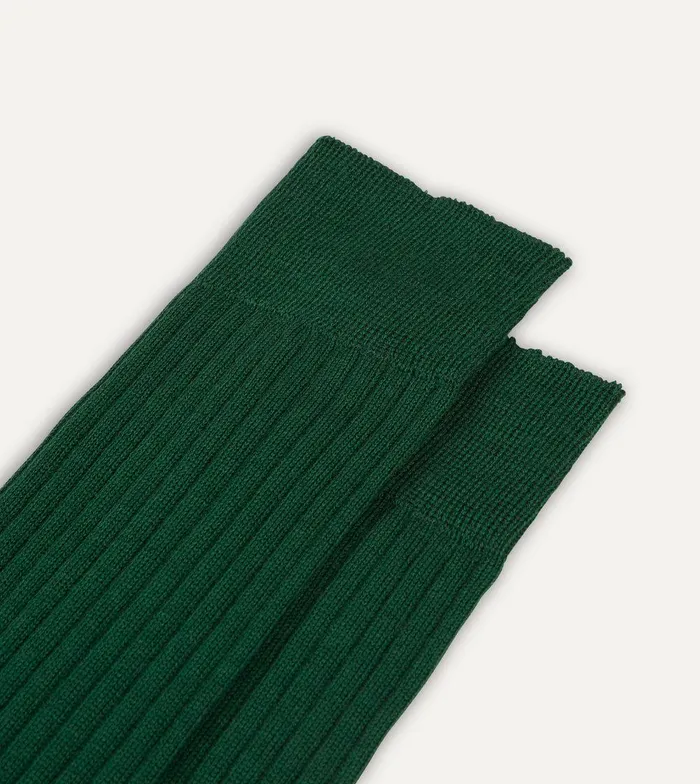 Drake039s Green Wool OvertheCalf Socks 8211 Accessories