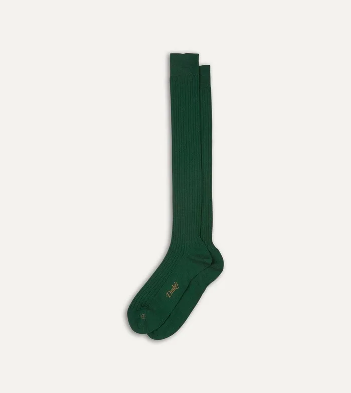 Drake039s Green Wool OvertheCalf Socks 8211 Accessories