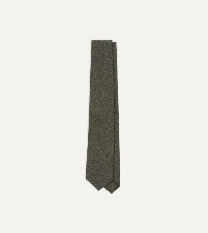 Drake039s Grey Brushed Solid Hand Rolled Wool Tie 8211 Ties