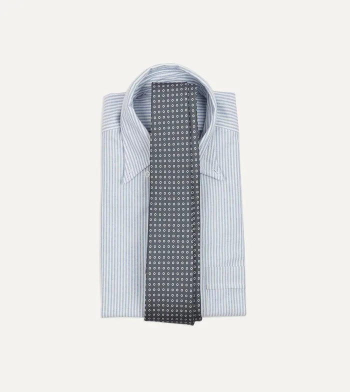 Drake039s Grey Mini Circular Dot Silk Self Tipped Tie 8211 Ties