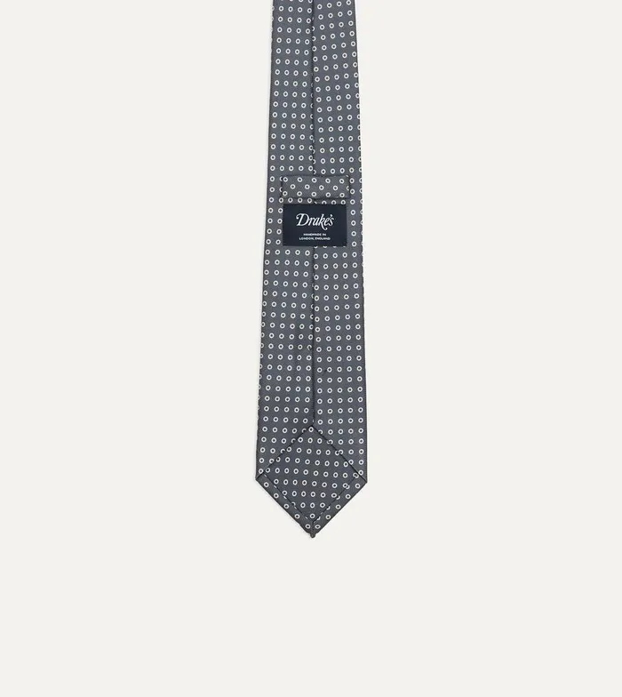 Drake039s Grey Mini Circular Dot Silk Self Tipped Tie 8211 Ties