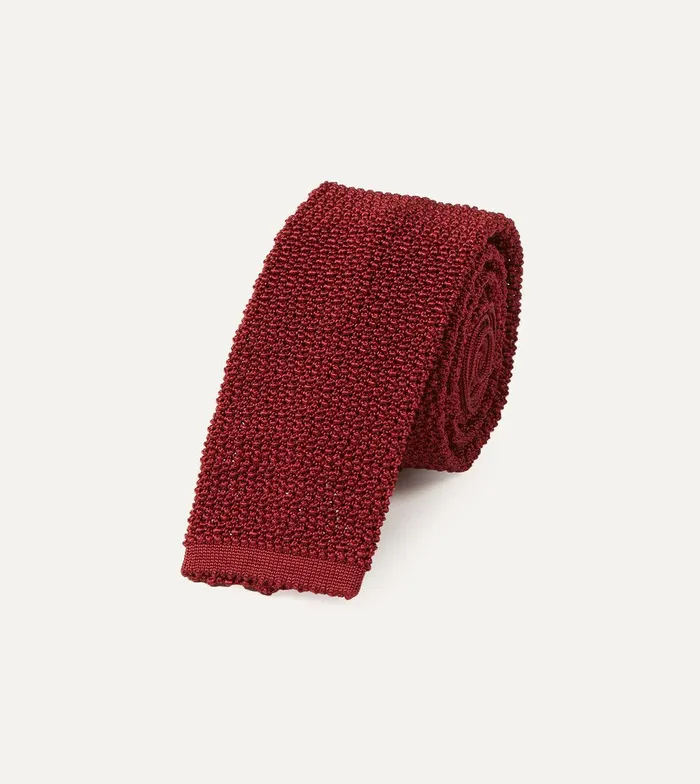 Drake039s Light Wine Knitted Silk Solid Colour Tie 8211 Ties