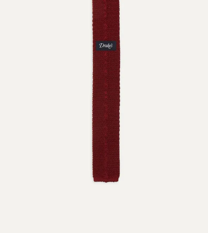 Drake039s Light Wine Knitted Silk Solid Colour Tie 8211 Ties