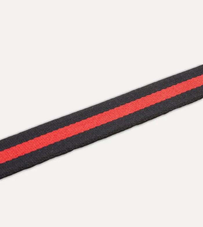 Drake039s Navy And Red Stripe Webbing And Leather Belt With Brass Buckle 8211 Accessories