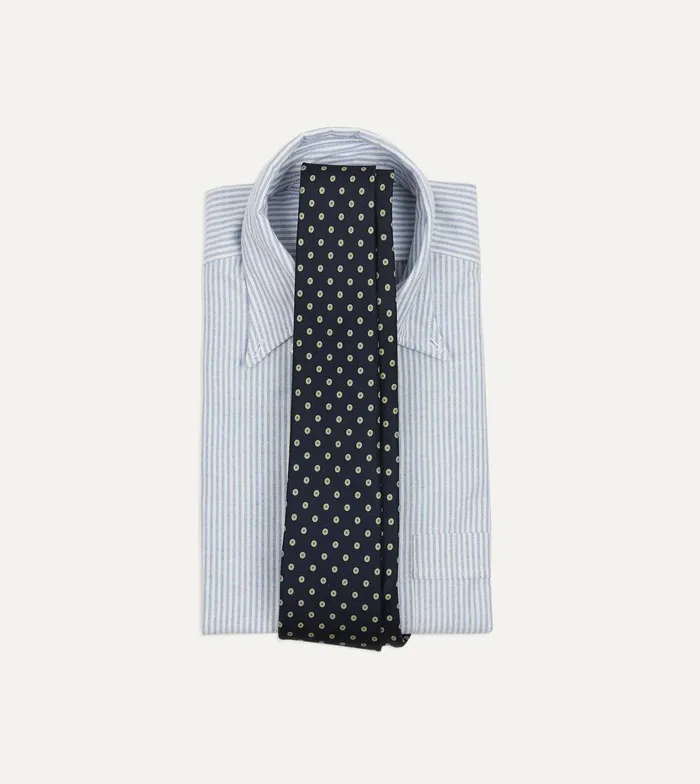Drake039s Navy Circular Dot Silk Self Tipped Tie 8211 Ties