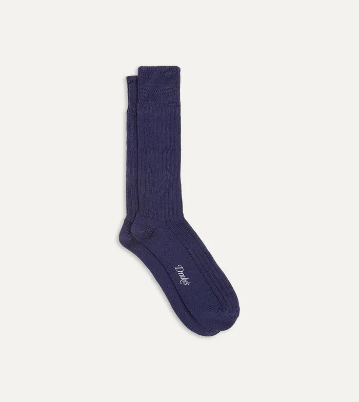 Drake039s Navy Cotton Sports Socks 8211 Accessories