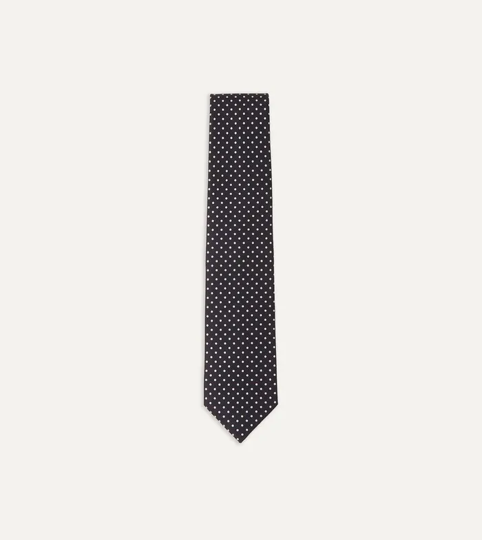 Drake039s Navy Small Dot Silk Tipped Tie 8211 Ties